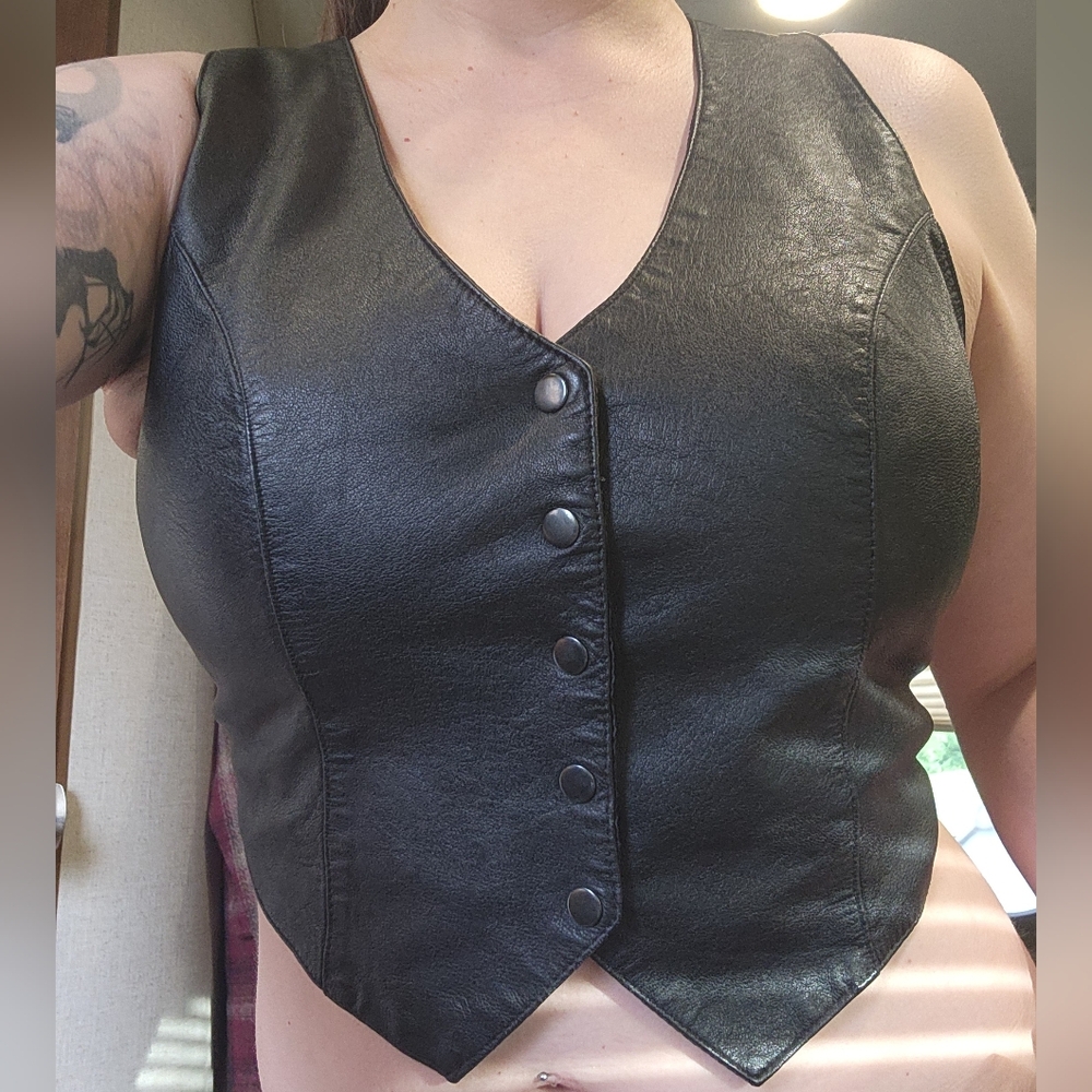 Vintage 90s Leather Biker Core Western Cowgirl Yallternative Vest